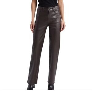 Rag & Bone Chocolate Dark Brown Harlow Faux Leather Trousers Pants